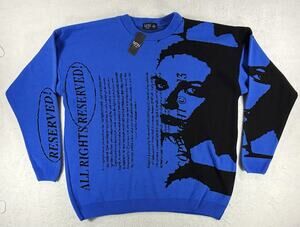 boohooMAN Oversized Portrait Text Knitted Men’s Jumper Sweater NWT Size Medium